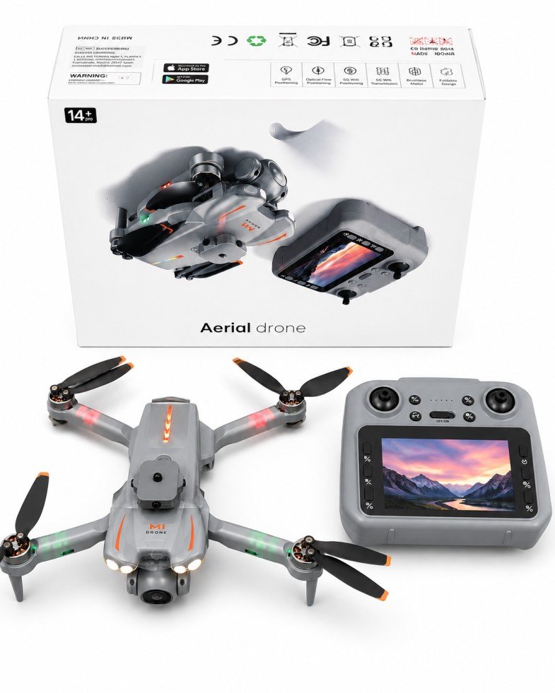 M1 Drone with RC Display Remot Camera | Foldable Drone with HD Display Remote Controller