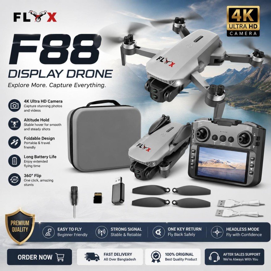FLH F88 EVO Remote Rotate Camera Duel Battery Drone