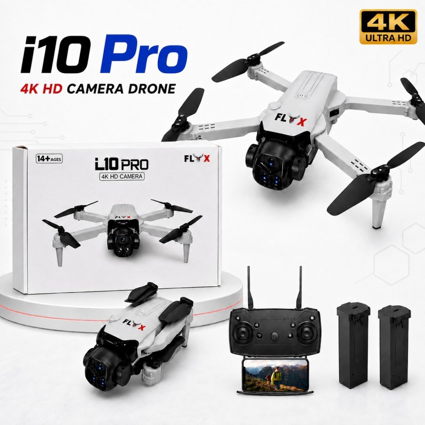 FLH i10 Pro Dual Camera Folding Drone | FLH Dual Battery WiFi FPV RC Quadcopter | 3.7V 1800mAh Battery | App Control | Headless Mode | Altitude Hold | One Key Takeoff & Landing | Best Drone for Beginner